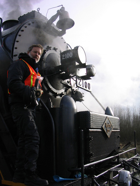 Recording the 1942 steam train for “The Assassination of Jesse James by the Coward Robert Ford.”